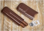 The Carry — 2-Cigar Leather Case with Cutter (Brown)