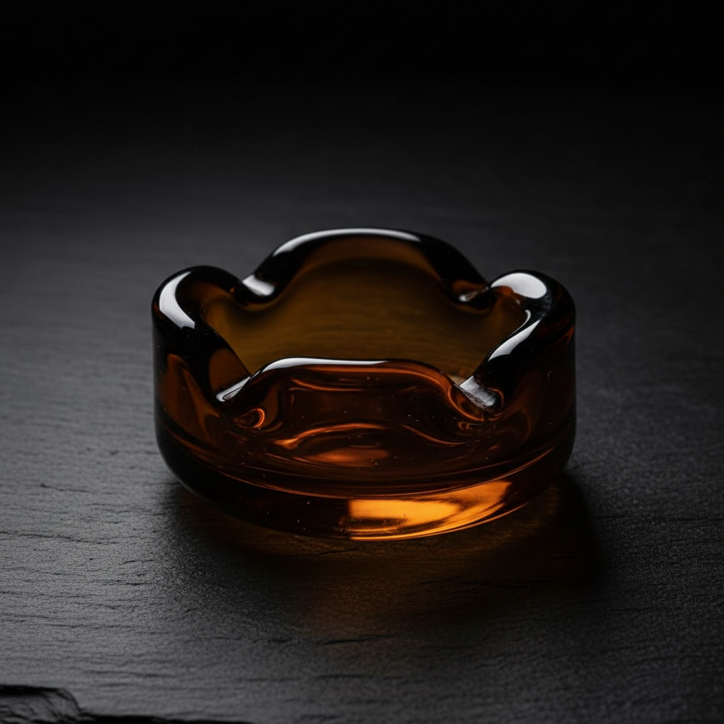The Ember Glass Hand-Blown Amber Cigar Ashtray by Legacy Cigar Lounge