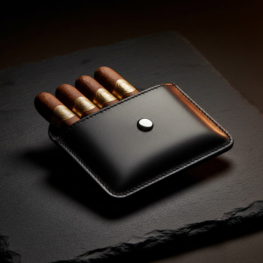 The Attaché Slim 3-Cigar Leather Travel Wallet by Legacy Cigar Lounge