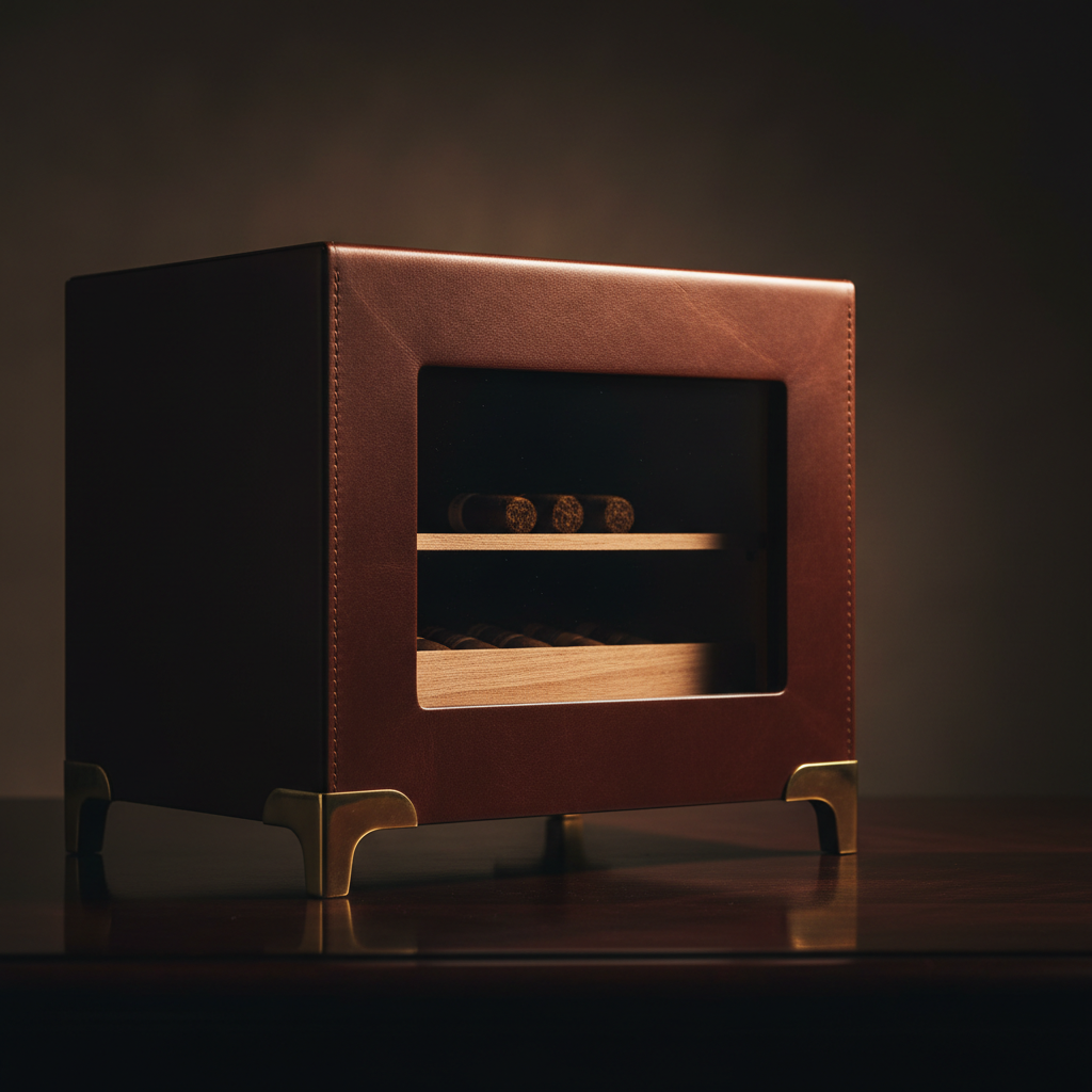 The Curator Leather Display Humidor Stand by Legacy Cigar Lounge